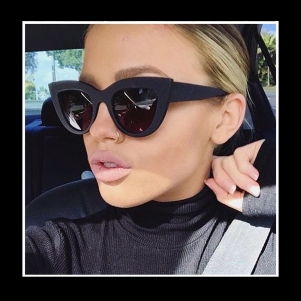 Black-Matte Cat-Eye Sunglasses ๐ถ - Picture 6 of 6